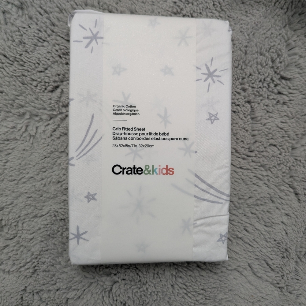 NWT Crate & Barrel 100% Organic Cotton Baby Crib Fitted Sheet